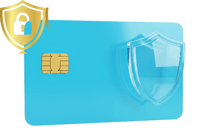 Carte bancaire bleue protégée par un bouclier, paiement sécurisé